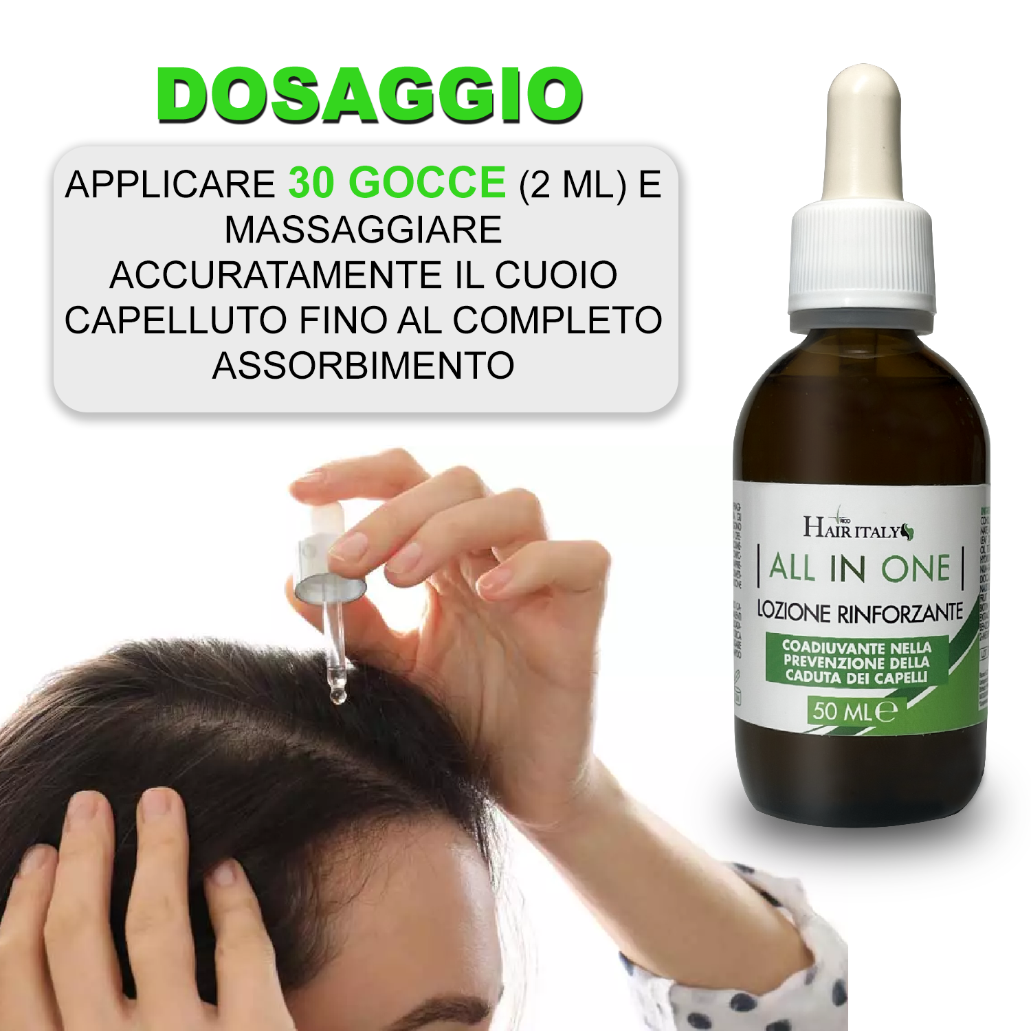 Lozione Anticaduta fortificante ALL IN ONE 50 ml per uso topico - immagine 3