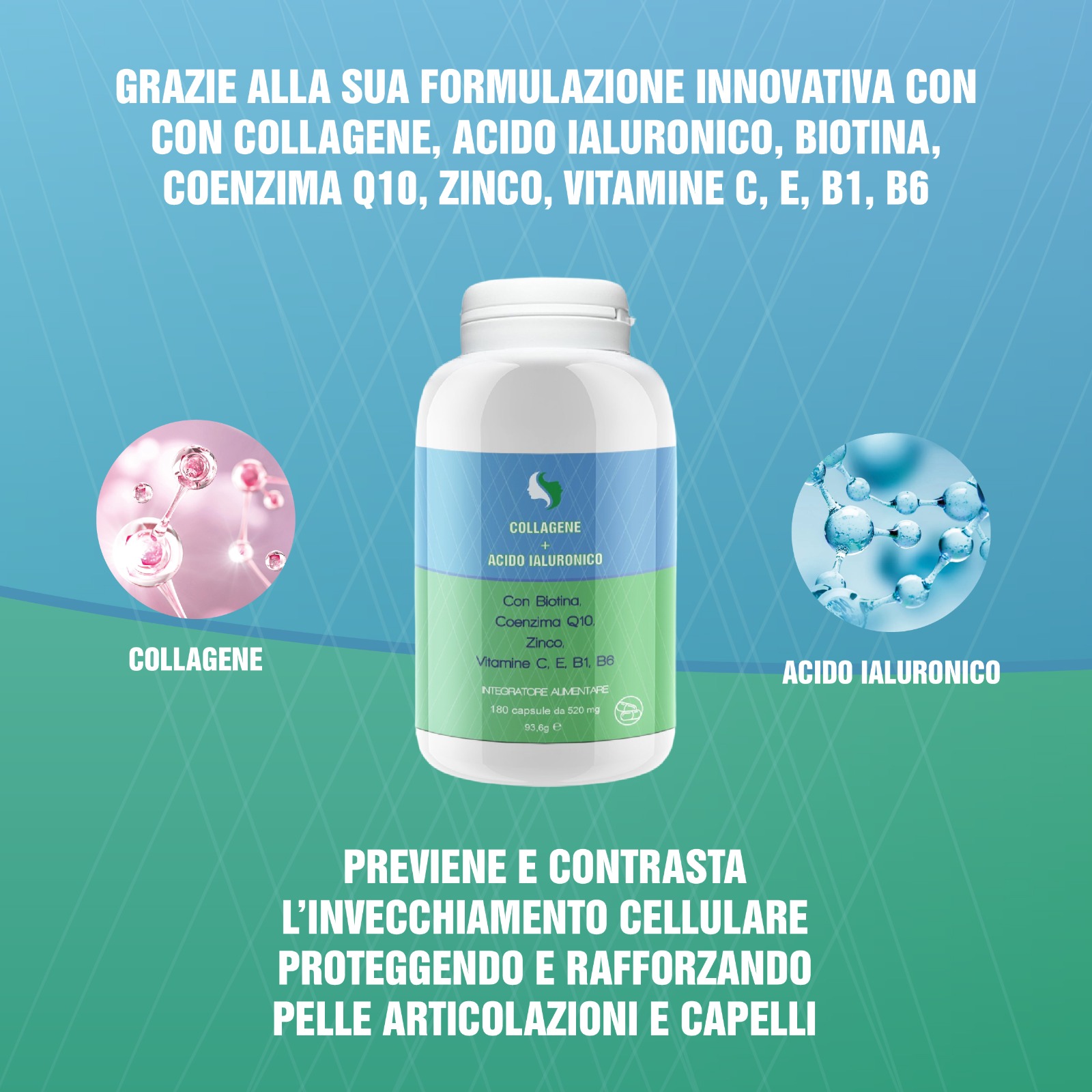 Integratore Collagene + Acido Ialuronico 180 Capsule - immagine 5