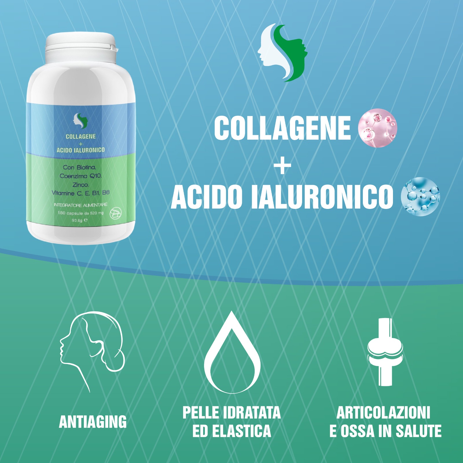Integratore Collagene + Acido Ialuronico 180 Capsule - immagine 6