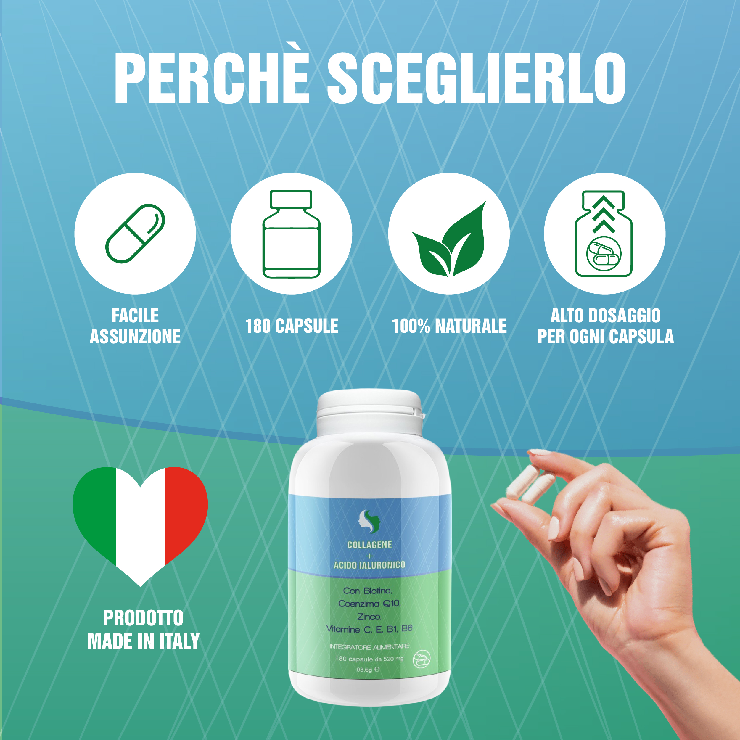 Integratore Collagene + Acido Ialuronico 180 Capsule - immagine 7